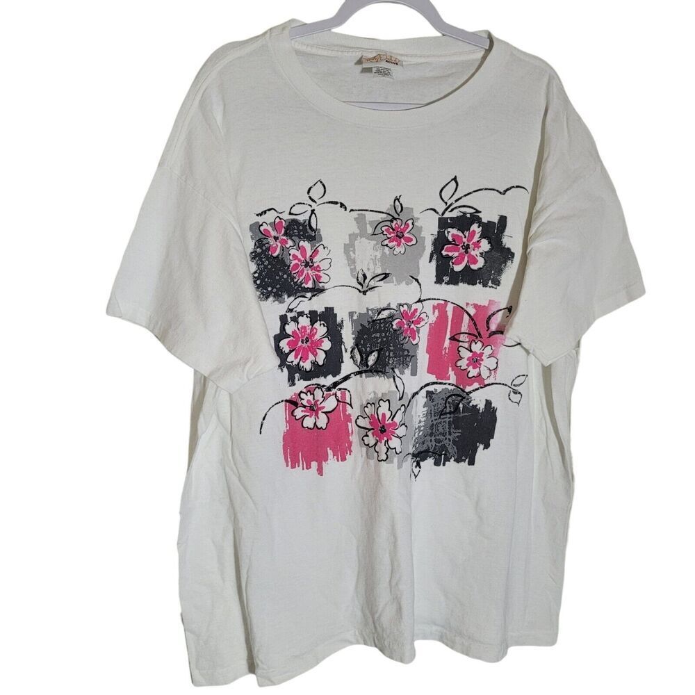 Vintage Kathy Ireland Active Single Stitch Tee Shirt Women's Size L / XL Floral